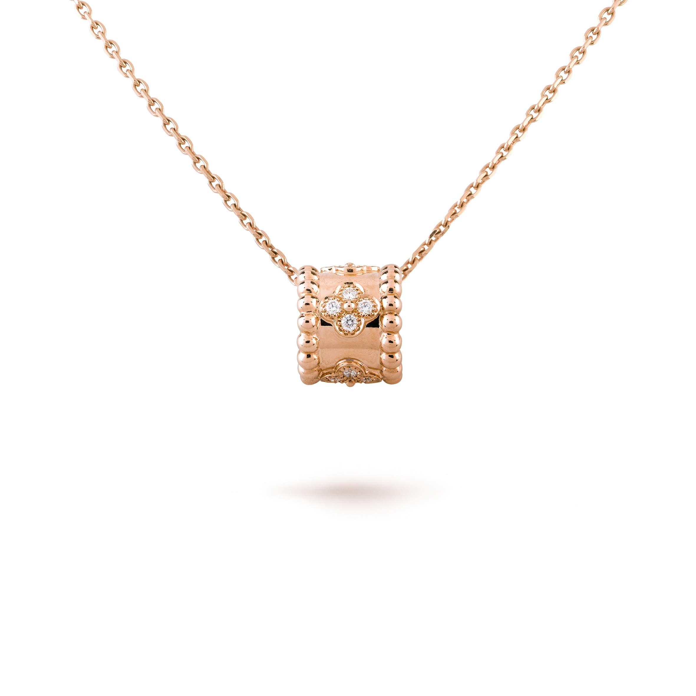 V*N CL*F arpels perlÉe clovers pendant - rose gold, diamond  vcaro2ee00